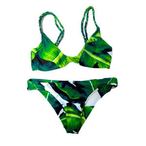 NWOT Cute Tropical Unbranded Bikini in Green Palm Print